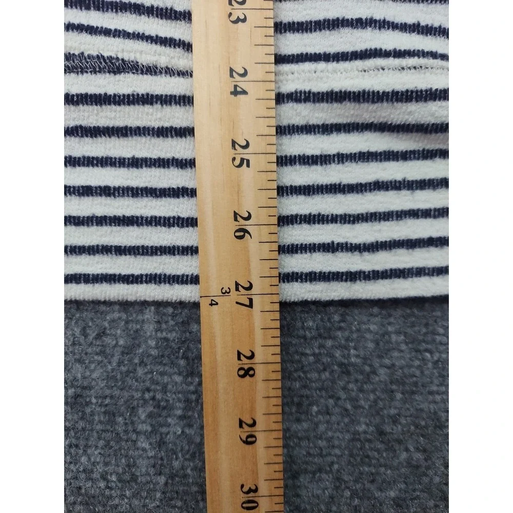 Aerie Sweater Women XL Blue White Striped Boxy Long Sleeve Rounded Neck Oversize - Picture 6 of 9